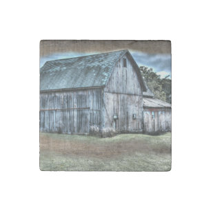 Rustic Barn Farm Truck Tractor Rooster Hen Stone Magnet