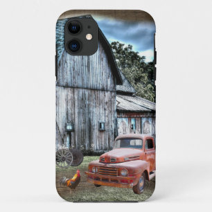 Rustic Barn Farm Truck Wagon Wheel Rooster Farm iPhone 11 Case
