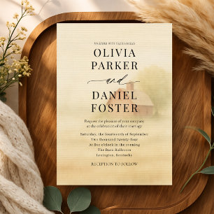 Rustic Barn Farmhouse Watercolor Wedding  Invitation