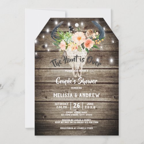 Rustic Barn Floral Antler Hunting Couples Shower Invitation
