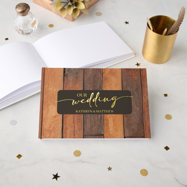 Rustic Barn Foil Guest Book (Front Open)