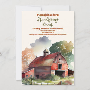 Rustic Barn Friendsgiving Thanksgiving Dinner Invitation