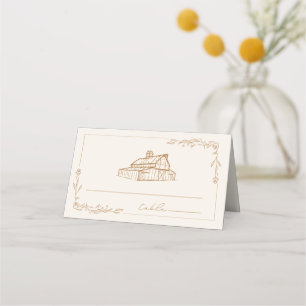 Rustic Barn Goldenrod Farm Fall Wedding Place Card