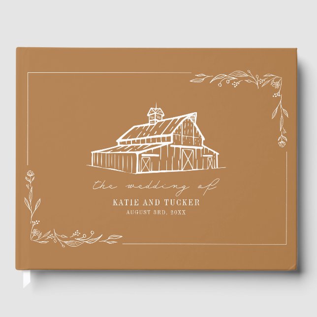 Rustic Barn Goldenrod Farm Wedding Guest Book (Front)