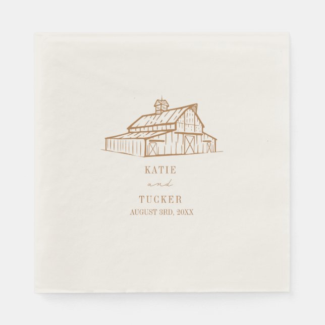 Rustic Barn Goldenrod Wedding Napkins (Front)