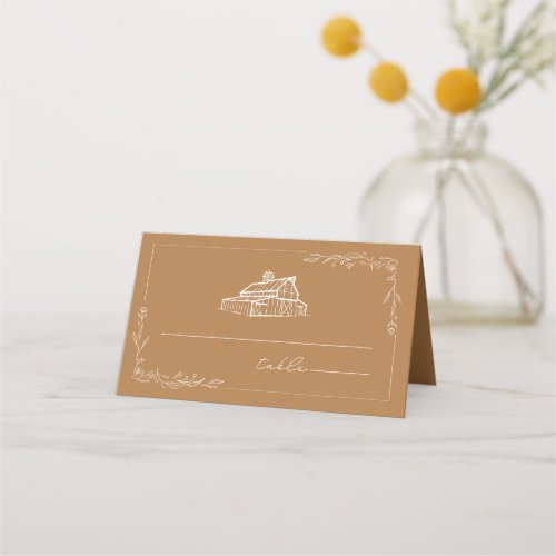 Rustic Barn Goldenrod Wedding Place Card
