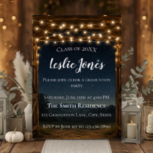 Rustic Barn Graduation Invitation Country Lights