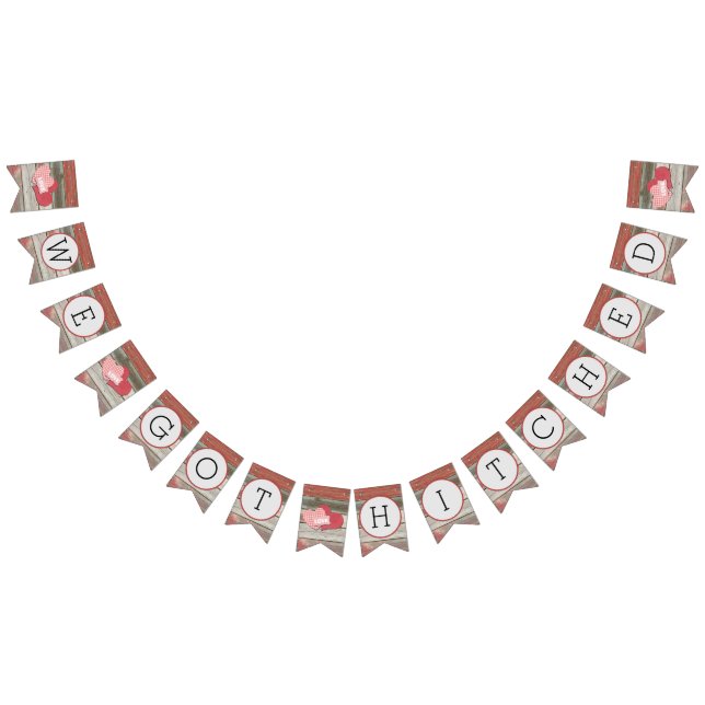 Rustic Barn Hearts We Got Hitched Wedding Bunting Flags (All)