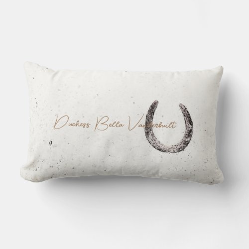 Rustic Barn Horseshoe Custom Horse Name Decor Lumbar Pillow