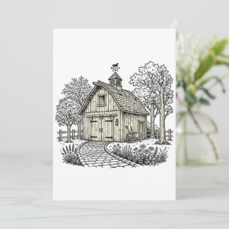 Rustic Barn In Orchard Invitation