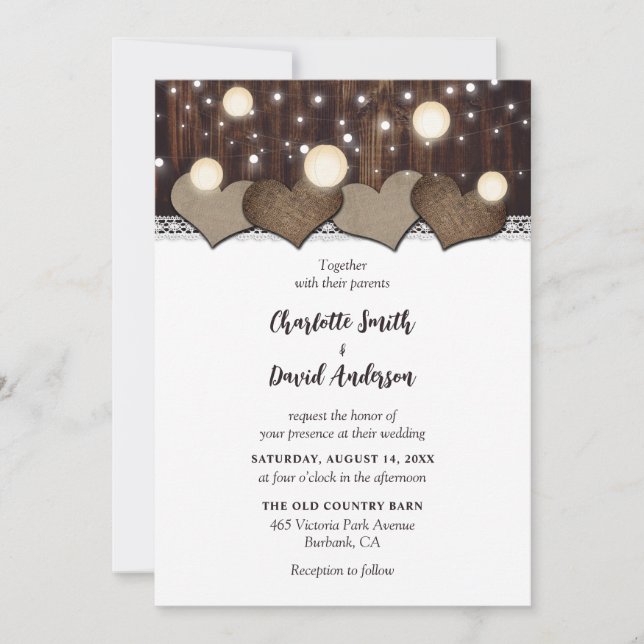 Rustic Barn Lantern Wedding Invitations (Front)