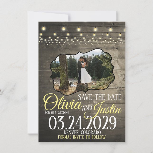 Rustic Barn Lights Save the Date (Front)
