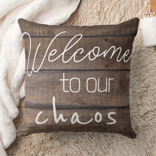Rustic Barn Modern Farmhouse Family Quote Welcome Throw Pillow