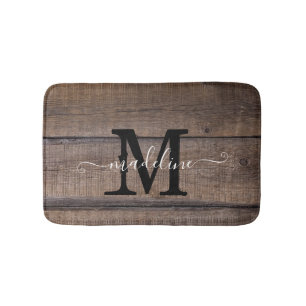 Rustic Barn Monogram Script Bath Mat