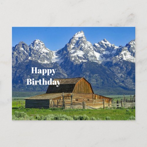 Rustic Barn Mountains Landscape Photo Birthday Postcard