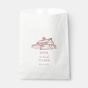 Rustic Barn Muted Red Fall Wedding Favor Bag