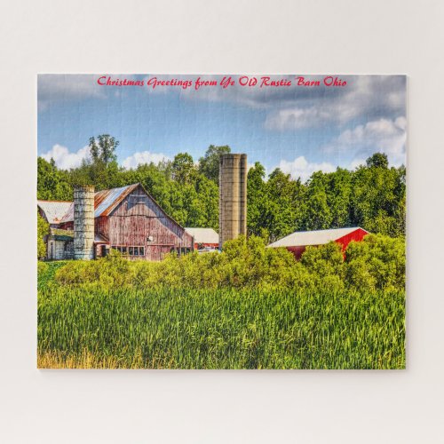 Rustic Barn OhioChristmas Greetings Jigsaw Puzzle