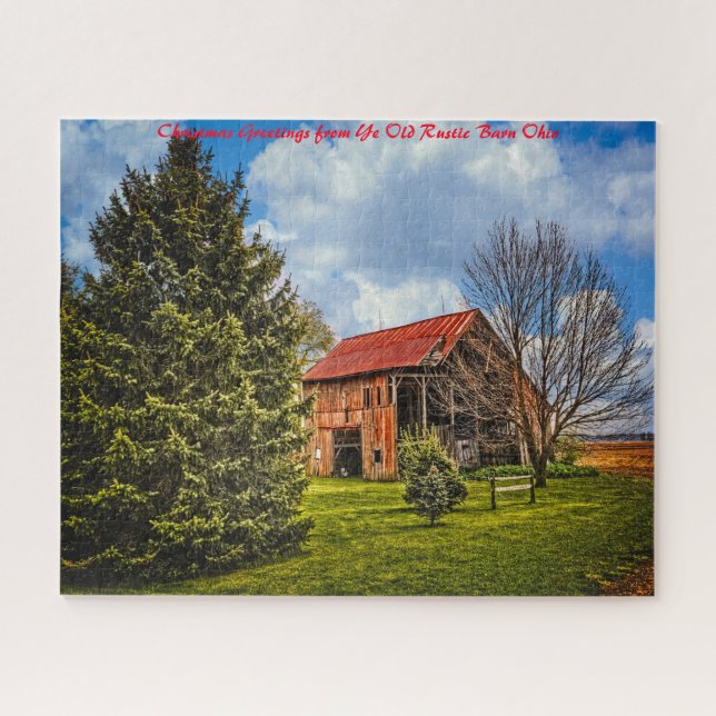 Rustic Barn Ohio.Christmas Greetings Jigsaw Puzzle (Horizontal)