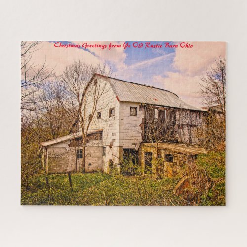 Rustic Barn Ohio Christmas Greetings Jigsaw Puzzle