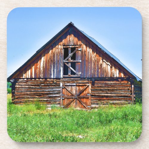 Rustic Barn on Cattle Ranch Art Drink Coaster