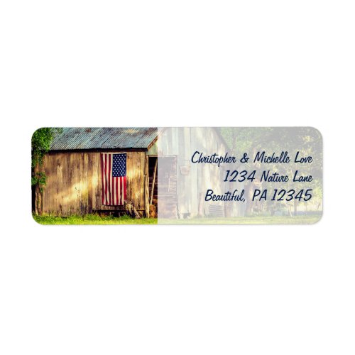 Rustic Barn Patriotic US American Flag Address Label