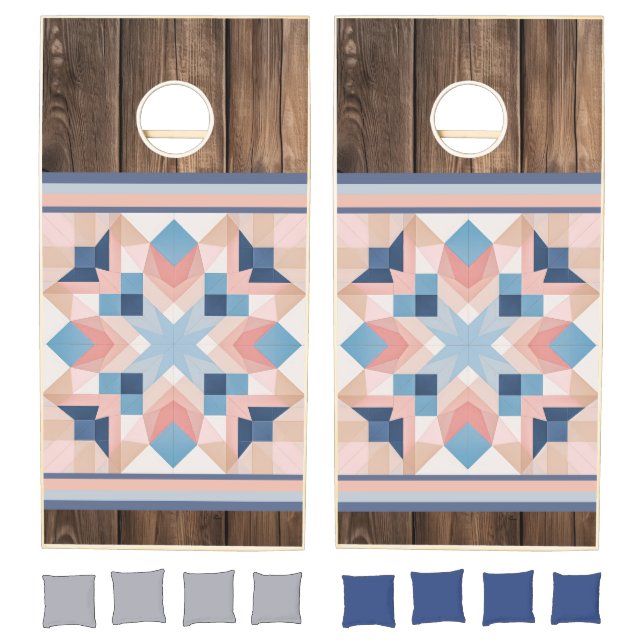 Rustic Barn Quilt Cornhole Set (Set)