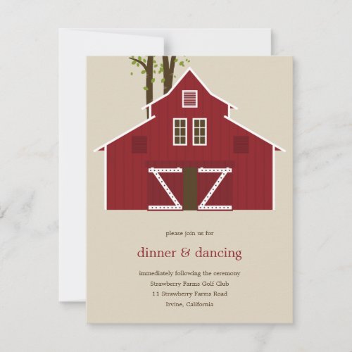Rustic Barn Reception Card Enclosure Personalized Announcements