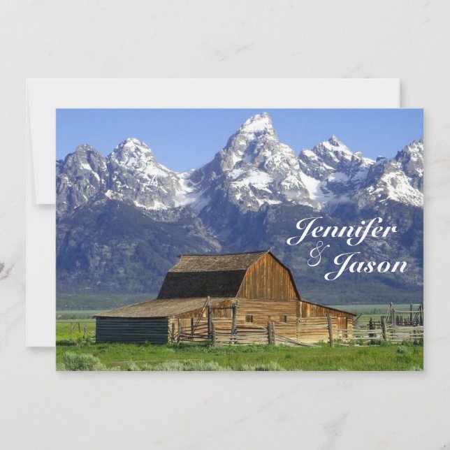 Rustic Barn Rocky Mountain Wedding Invitations (Front)