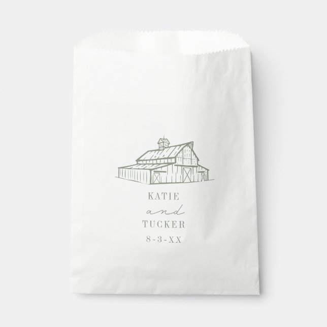 Rustic Barn Sage Green Fall Wedding Favor Bag (Front)