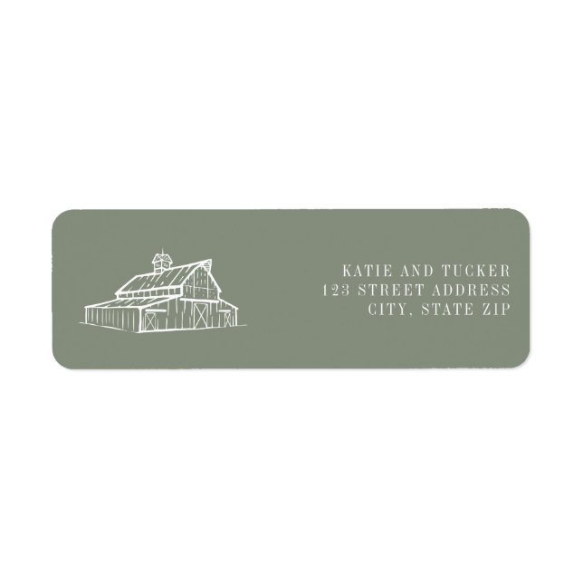Rustic Barn Sage Green Farm Fall Wedding  Label (Front)