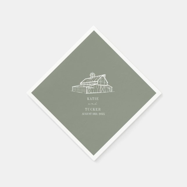 Rustic Barn Sage Green Farm Fall Wedding  Napkins (Corner)