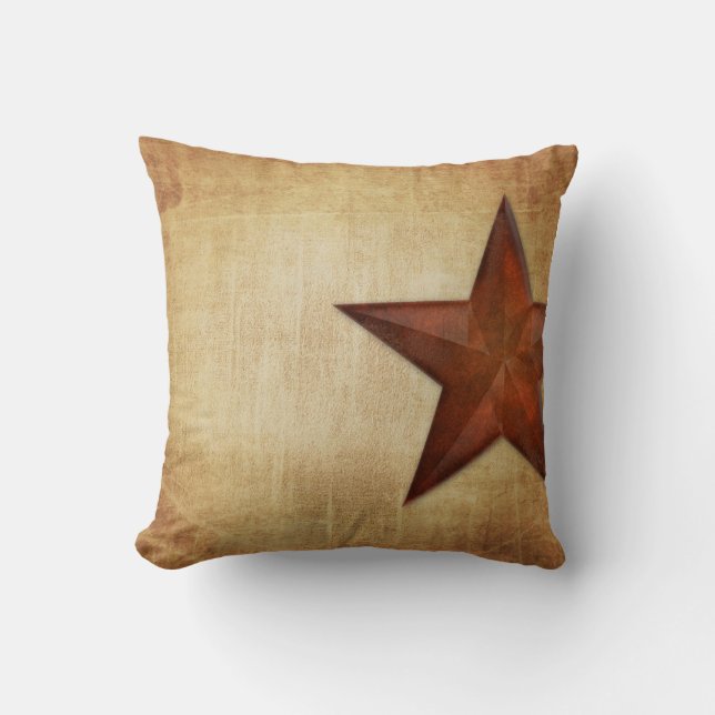 Rustic Barn Star Throw Pillow (Front)