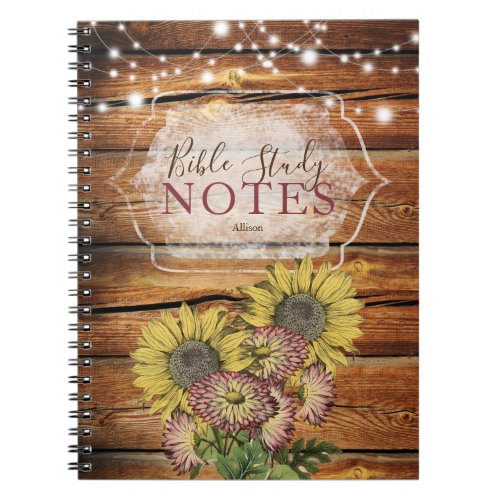 Rustic Barn Sunflower Bible Study Notebook