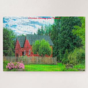 Rustic Barn Vermont.Christmas Greetings Jigsaw Puzzle