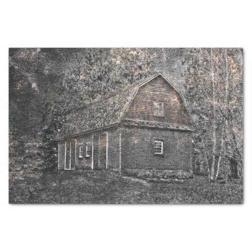 Rustic Barn Vintage Black And White Sepia Texture Tissue Paper