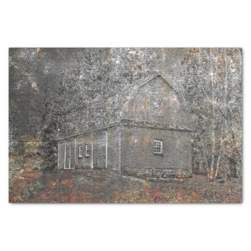 Rustic Barn Vintage Gray Orange Texture Tissue Paper