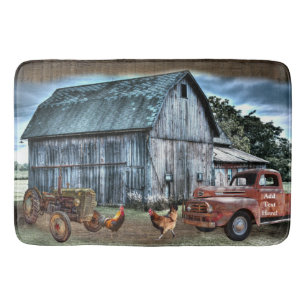 Rustic Barn Vintage Tractor Truck Farm Bath Mat