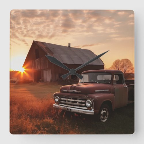 Rustic Barn Vintage Truck Clock Farmhouse