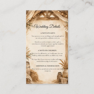 Rustic Barn Wedding Enclosure Card
