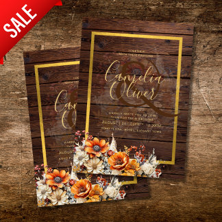 Rustic Barn Wedding | Fall Autumn Burnt Orange Invitation
