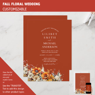 Rustic Barn Wedding | Fall Autumn Burnt Orange Invitation
