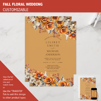 Rustic Barn Wedding | Fall Autumn Burnt Orange Invitation