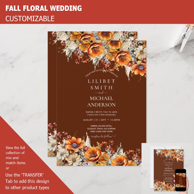 Rustic Barn Wedding | Fall Autumn Burnt Orange Invitation (Creator Uploaded)