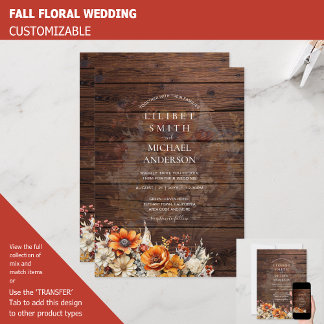 Rustic Barn Wedding | Fall Autumn Burnt Orange Invitation