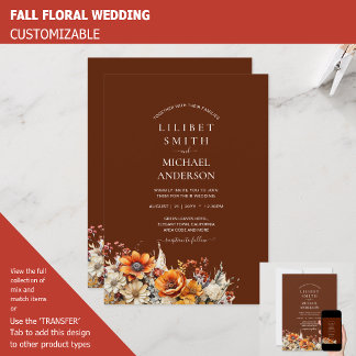 Rustic Barn Wedding | Fall Autumn Burnt Orange Invitation
