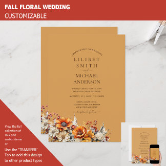 Rustic Barn Wedding | Fall Autumn Burnt Orange Invitation