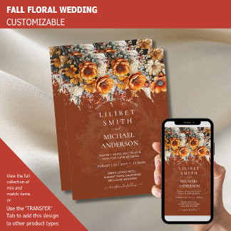 Rustic Barn Wedding | Fall Autumn Burnt Orange Invitation