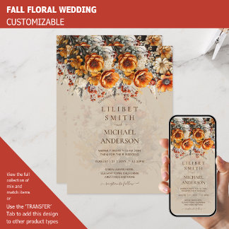 Rustic Barn Wedding | Fall Autumn Burnt Orange Invitation