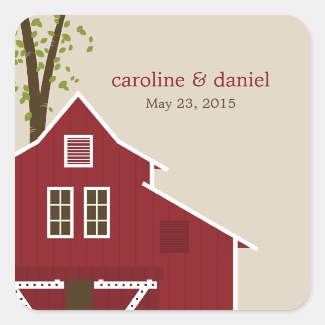 Rustic Barn Wedding Favor Sticker (Front)