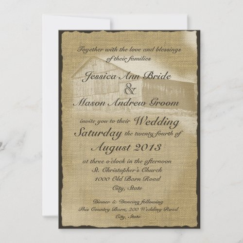 Rustic Barn Wedding Personalized Invitation
